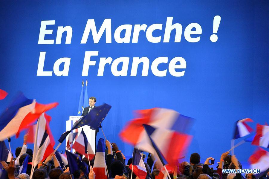 FRANCE-PARIS-PRESIDENTIAL ELECTION-FIRST ROUND-MACRON-CELEBRATION