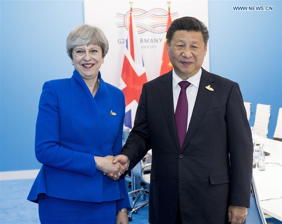 GERMANY-HAMBURG-XI JINPING-BRITISH PM-MEETING