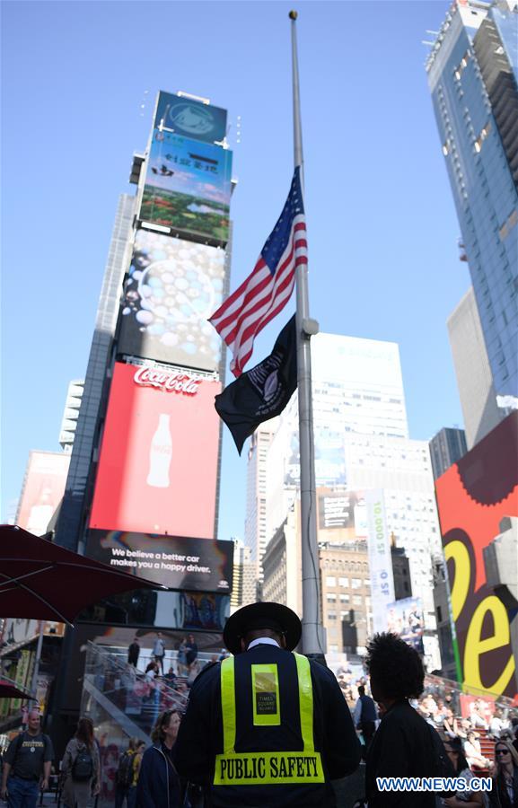 U.S.-NEW YORK-LAS VEGAS-SHOOTING-FLAG-HALF MAST