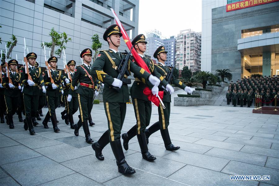CHINA-MACAO-RETURN ANNIVERSARY-PLA-FLAG-RAISING CEREMONY (CN)
