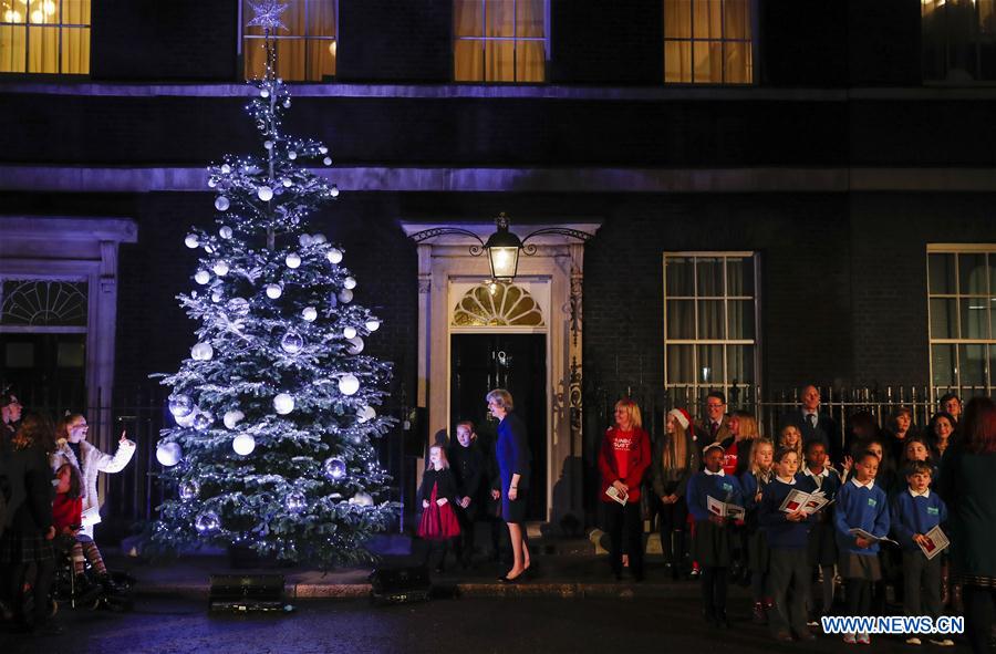 BRITAIN-LONDON-DOWNING STREET CHRISTMAS TREE LIGHTS