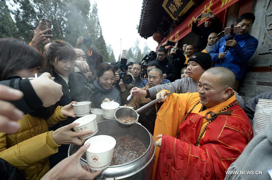 Many temples have the tradition of offering porridge to the public for free on the day