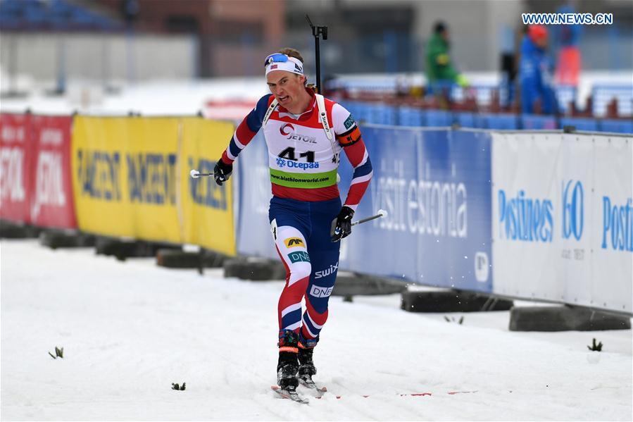 Norwegian Henrik L' Abee-Lund competes during the Men's 10km sprint race of IBU Cup 2016/2017 in Otepaa, Estonia, March 11, 2017. 