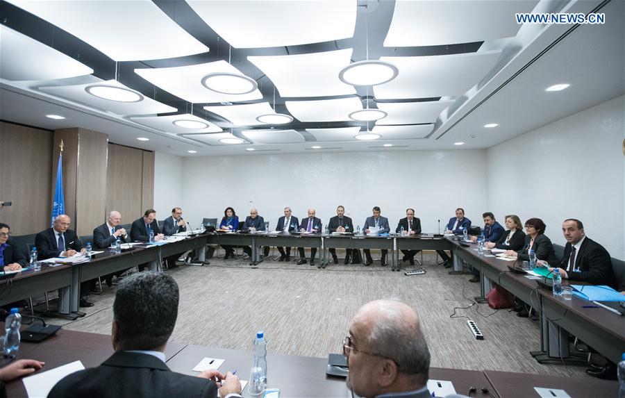 UN Special Envoy for Syria Staffan de Mistura holds a meeting of Intra-Syria peace talks with Syria's opposition delegation at Palais des Nations in Geneva, Switzerland, March 25, 2017. 