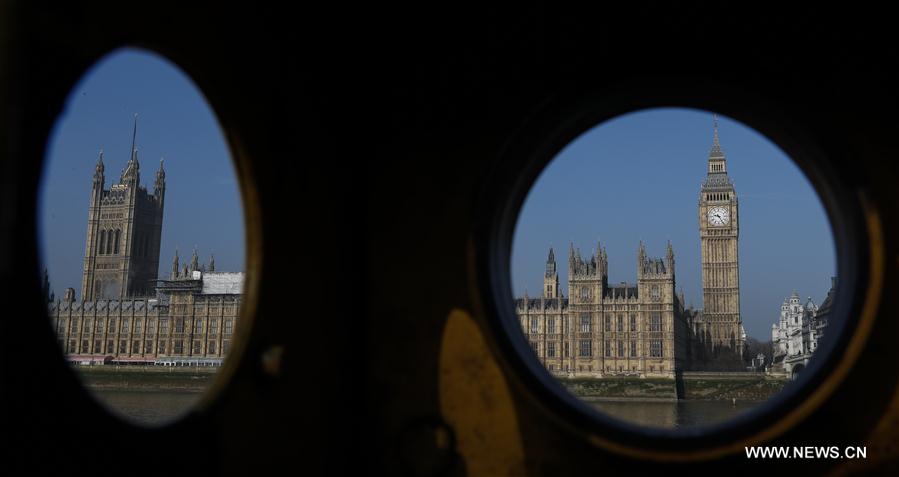 Photo taken on March 28, 2017 shows the Houses of Parliament in London, Britain. Britain will trigger its exit from the European Union on March 29, nine months after the country voted to leave the European Union. (Xinhua/Han Yan) 