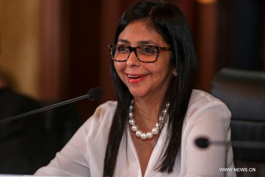 Venezuela's Foreign Minister Delcy Rodriguez addresses a press conference in Caracas, Venezuela, on March 29, 2017.