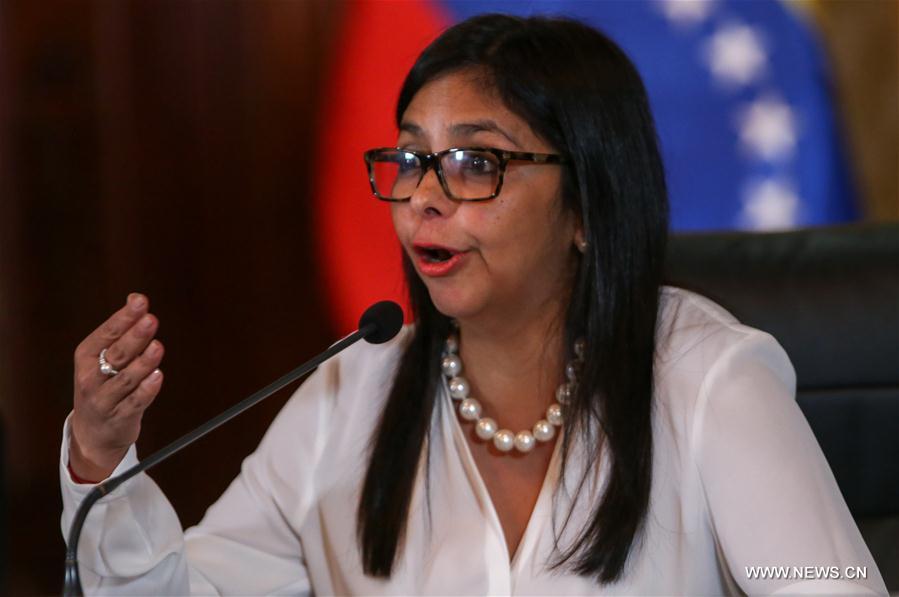 Venezuela's Foreign Minister Delcy Rodriguez addresses a press conference in Caracas, Venezuela, on March 29, 2017.