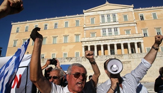 Protesters take part in anti-gov't rally in Athens