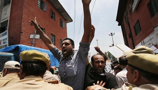 People protest for regularization of contractual jobs in Indian-controlled Kashmir