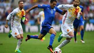 Italy wins Spain 2-0 during Euro 2016 round of 16