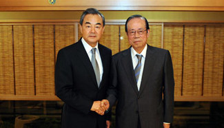 Chinese FM meets former Japanese PM in Tokyo