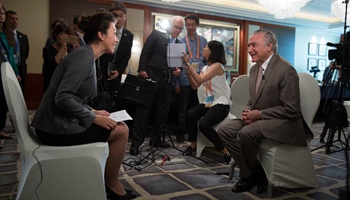 Brazilian president receives interviews in China's Hangzhou