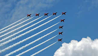 British Royal Air Force Aerobatic Team perform in Singapore
