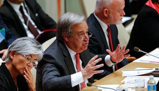 UN chief designate Guterres speaks at General Assembly Informal meeting