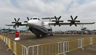 Amphibious aircraft AG600 displayed in south China's Zhuhai