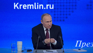 Putin speaks during annual news conference in Moscow