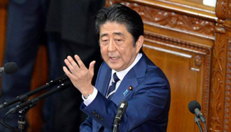 Abe delivers policy speech in Tokyo, Japan