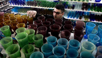 Glass products seen in West Bank city of Hebron
