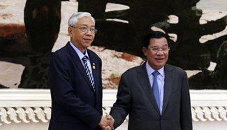 Cambodian PM meets Myanmar's president in Phnom Penh