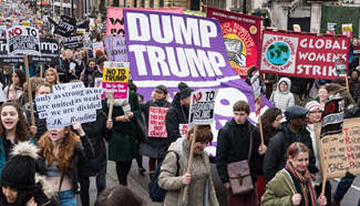 Demonstrators protest against Donald Trump travel ban in London