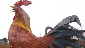 6.8-meter-high! Artisans create giant rooster statue in S China
