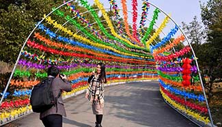 Tourists visit pinwheels decorated Tianxiang Park, E China