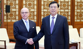 Chinese top legislator meets French PM in Beijing