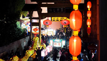 People take part in lantern fair to celebrate Er Yue Er in SE China