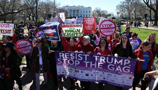 Hundreds protest against Trump's global gag rule in Washington D.C.