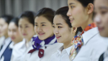 Students take part in recruitment test of Xiamen Airlines