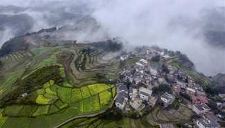 Aerial view of Shimen Village, southwest China