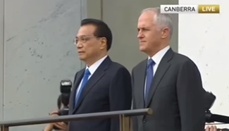 Australian PM holds welcoming ceremony for Chinese Premier Li