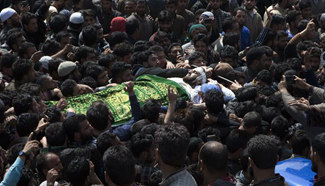 Funeral of Tauseef Ahmad Wagay held in Srinagar city, Indian-controlled Kashmir