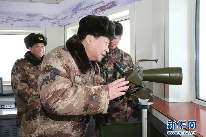 2014年1月26日，習近平來到內蒙古軍區邊防某部，看望慰問戍邊官兵。李剛攝