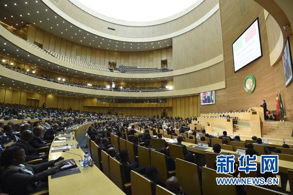  5月5日，中國國務院總理李克強在位于亞的斯亞貝巴的非洲聯盟總部發表題為《開創中非合作更加美好的未來》的演講。 新華社記者 李學仁 攝 