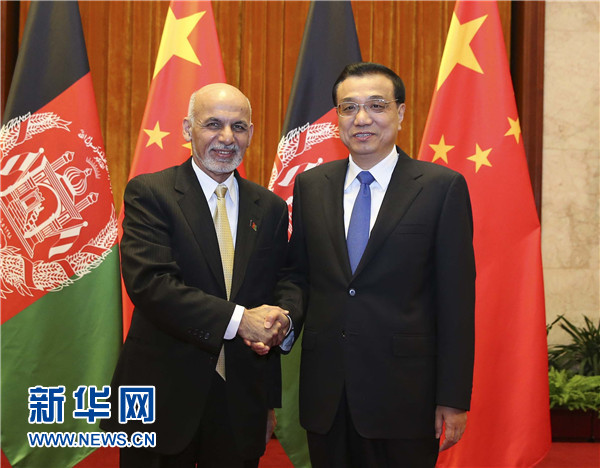 10月29日，國務院總理李克強在北京人民大會堂會見阿富汗總統加尼。新華社記者 丁林 攝 