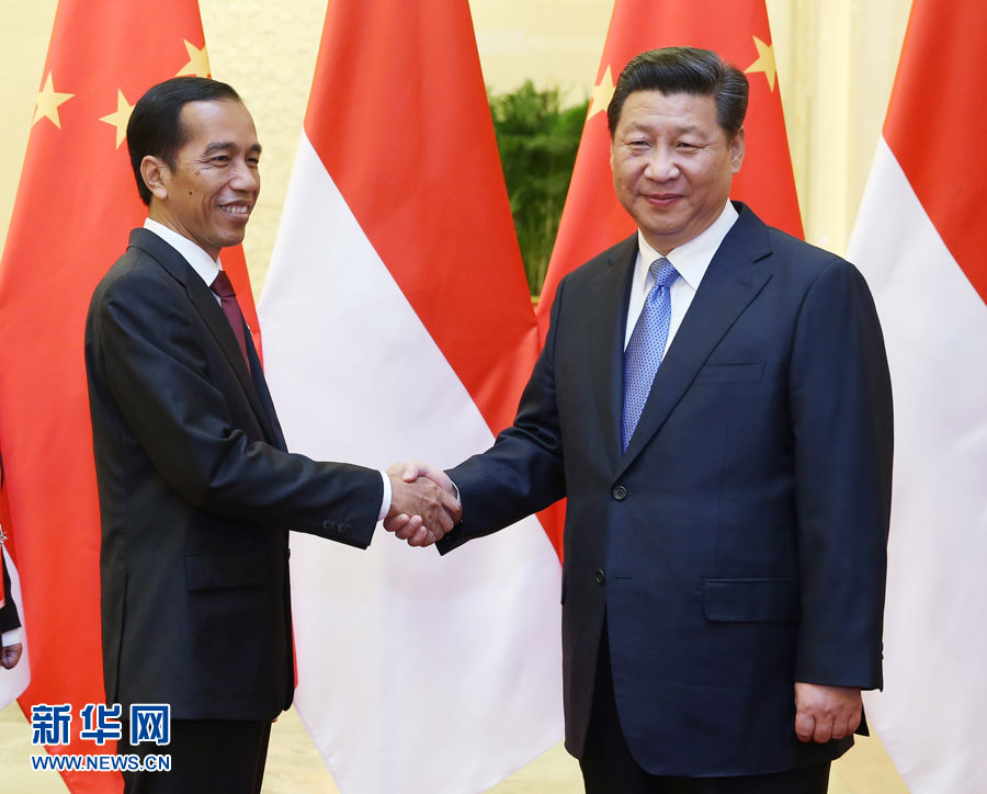 11月9日，國家主席習近平在北京人民大會堂會見印度尼西亞總統佐科。 新華社記者姚大偉攝