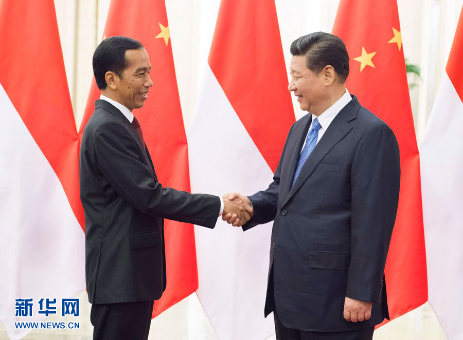 11月9日，中國國家主席習近平在北京人民大會堂會見印度尼西亞總統佐科。 新華社記者謝環馳攝