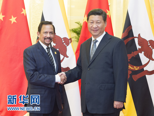 11月10日，中國國家主席習近平在北京人民大會堂會見汶萊蘇丹哈桑納爾。新華社記者謝環馳攝