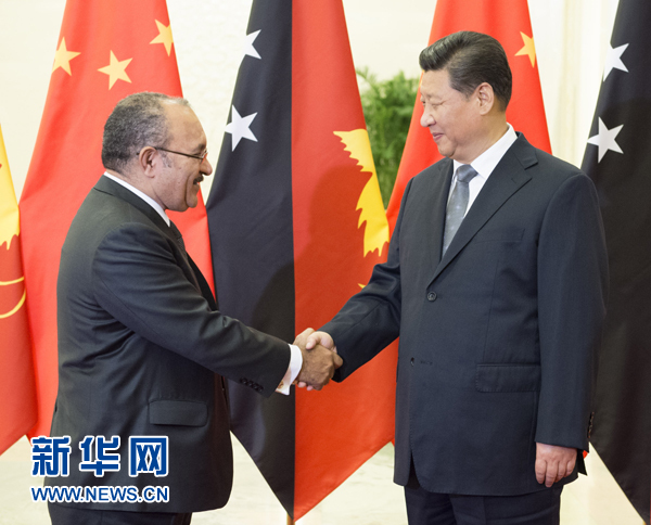 11月10日，國家主席習近平在北京人民大會堂會見巴布亞新幾內亞總理奧尼爾。 新華社記者馬佔成攝