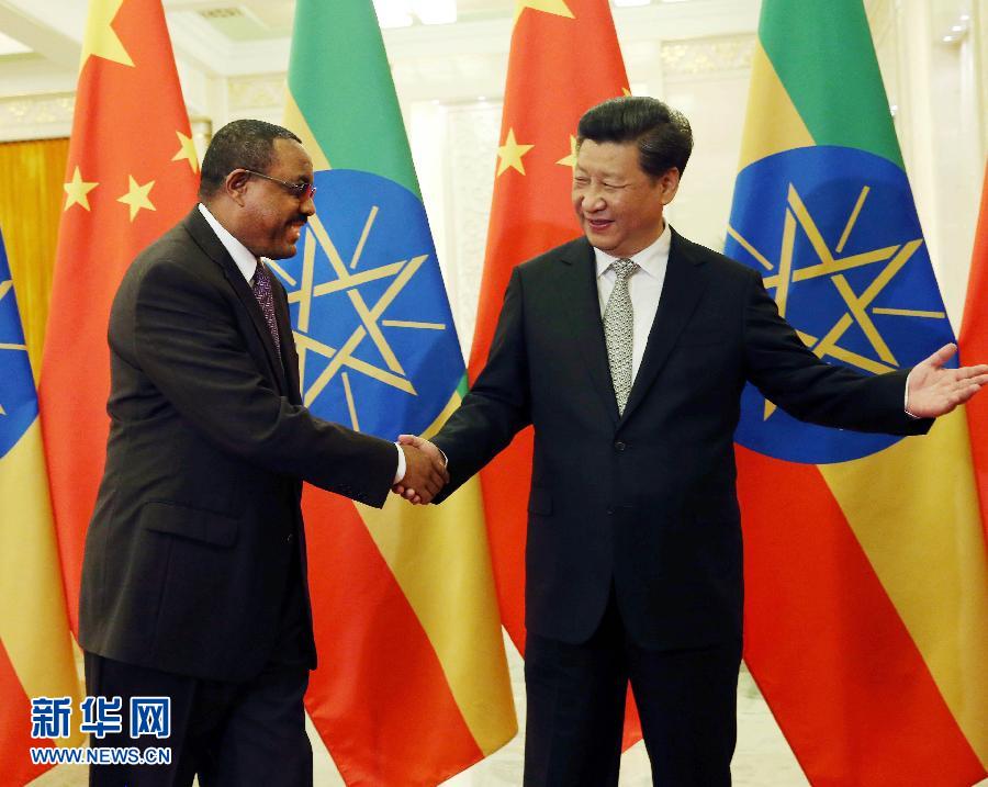 9月4日，國家主席習近平在北京人民大會堂會見埃塞俄比亞總理海爾馬利亞姆。 新華社記者 劉衛兵 攝 