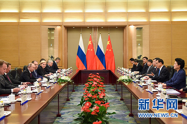 6月25日，國務院總理李克強在北京人民大會堂會見俄羅斯總統普京。新華社記者 李學仁 攝