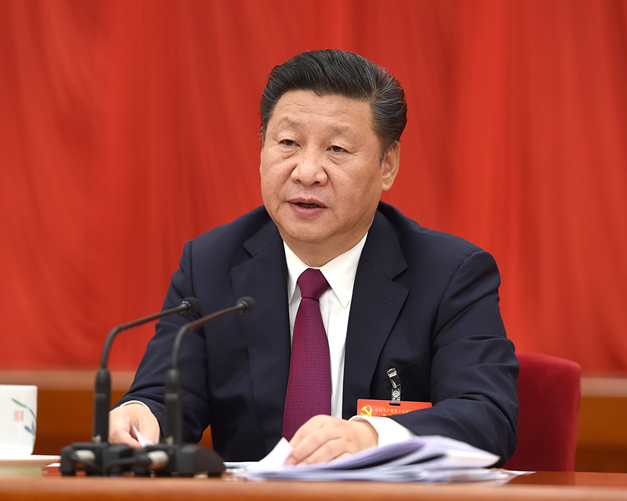 中國共産黨第十八屆中央委員會第六次全體會議，于2016年10月24日至27日在北京舉行。中央委員會總書記習近平作重要講話。 新華社記者李學仁 攝