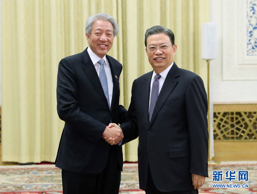 2月26日，中共中央政治局委員、中組部部長趙樂際在北京會見新加坡副總理張志賢。 新華社記者 謝環馳 攝