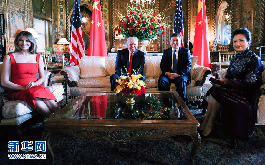 當地時間4月6日，國家主席習近平在美國佛羅裏達州海湖莊園同美國總統特朗普舉行中美元首會晤。 新華社記者 蘭紅光 攝 