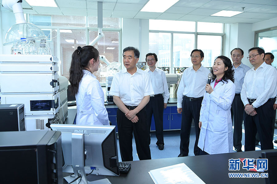 5月25日，國務院副總理汪洋到中國農業科學院考察調研。這是汪洋在中國農業科學院農業品質標準與檢測技術研究所與科研人員交流。 新華社記者 張領 攝