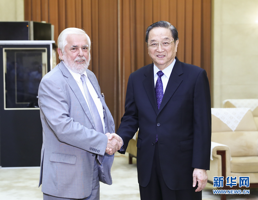 6月29日，全國政協主席俞正聲在北京會見歐盟經濟社會委員會主席達西斯一行。新華社記者 謝環馳 攝