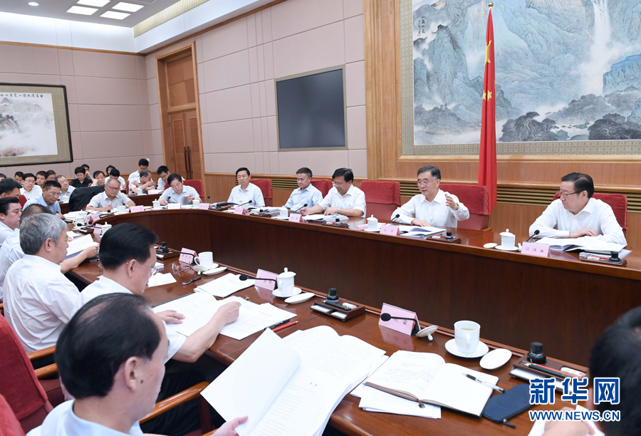 7月31日，國務院副總理、國務院扶貧開發領導小組組長汪洋在北京主持召開國務院扶貧開發領導小組第十九次全體會議。 新華社記者 張鐸 攝
