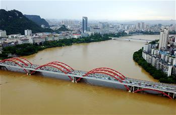 廣西柳江迎來今年首個超警戒水位洪峰
