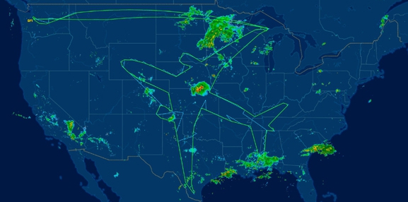 波音787-8夢幻客機在美國上空飛出“自畫像”